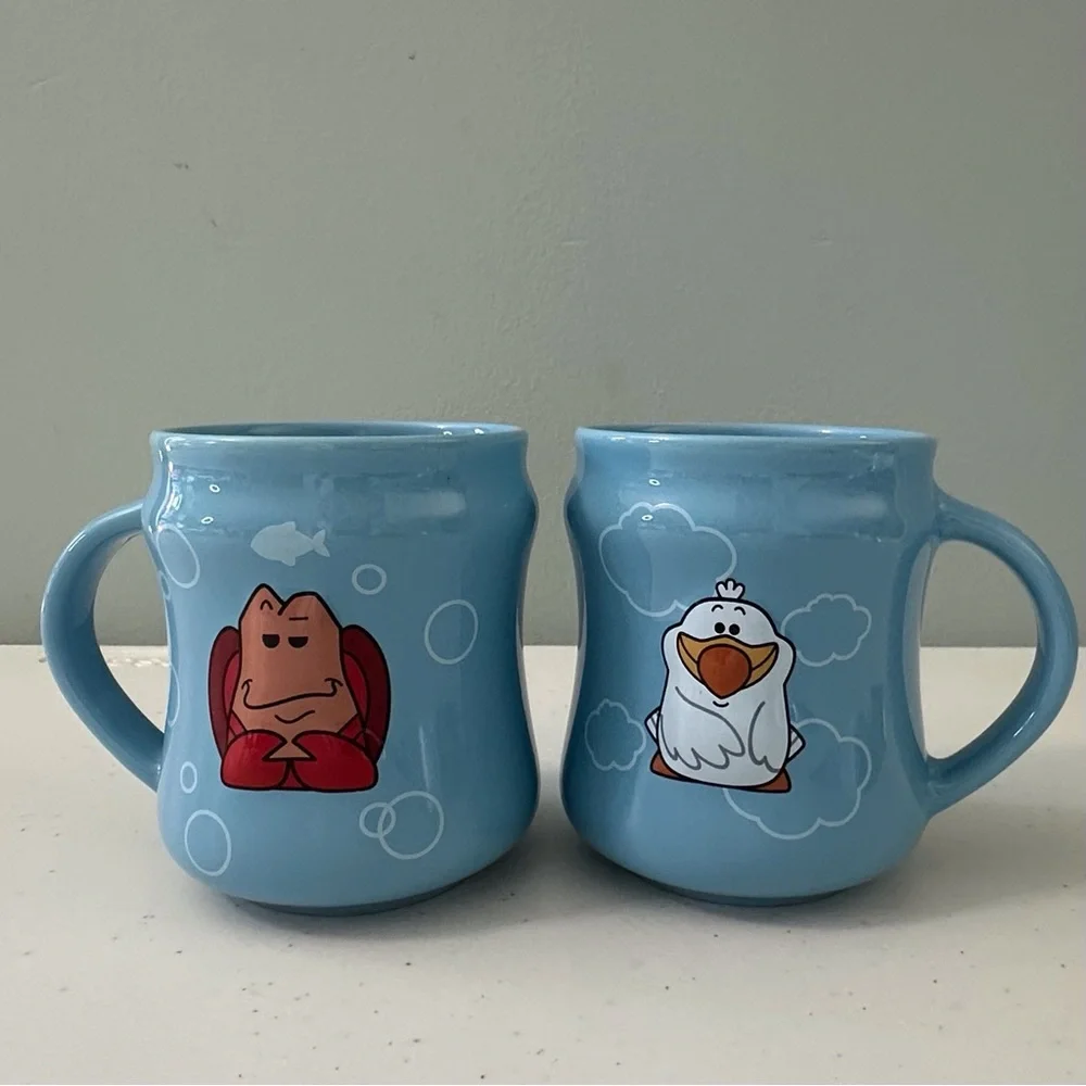 Lot of 2‎ Disney The Little Mermaid theme coffee tea mugs double sided Scuttle
